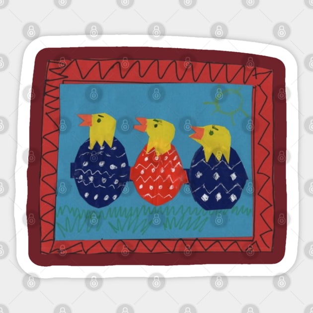 Newborn Chickens Sticker by Mila-Ola_Art